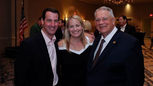 Speaker David Ralston with Georgia GOP chair John Watson and his wife Kimberly in Savannah on Thursday.