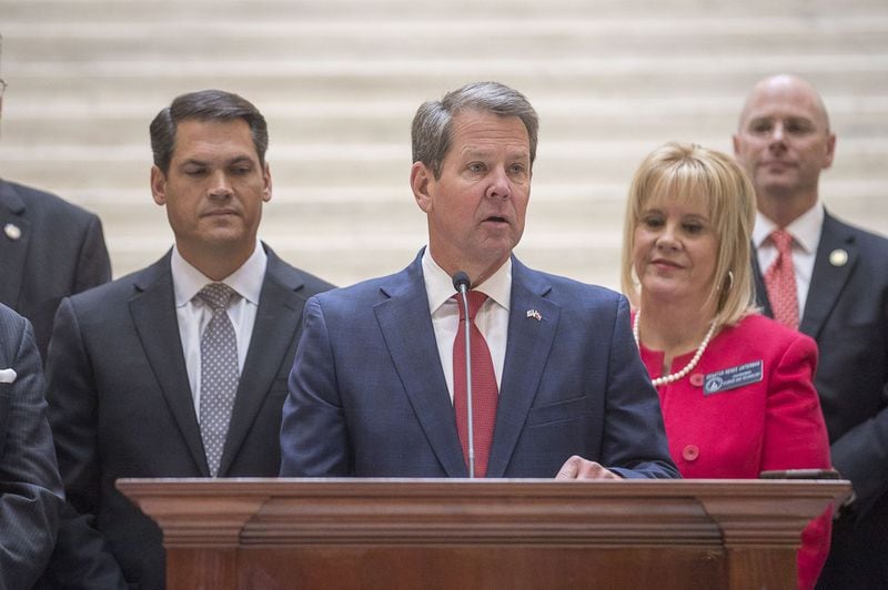 Gov. Brian Kemp during a press conference on Nov. 4, 2019 to announce a proposed limited expansion of Medicaid in Georgia . (Alyssa Pointer/Atlanta Journal Constitution)
