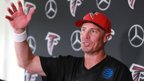 Falcons quarterback Matt Ryan discusses his outlook for the team as he prepares to enter his 11th season in the league during his press conference Tuesday, July 23, 2019, in Flowery Branch.