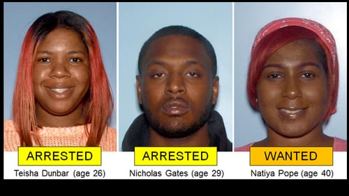 Gwinnett County police are searching for Natiya Pope, right, in connection with what they call an "elaborate" Craigslist scam.