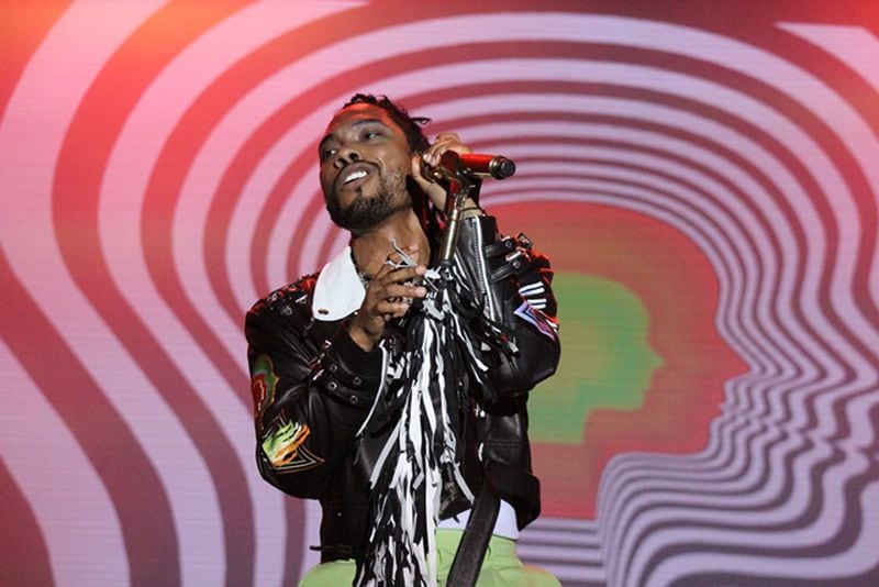 Miguel was both colorful and crass during his One Musicfest set. Photo: Melissa Ruggieri/AJC