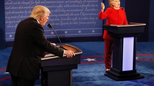 Donald Trump and Hillary Clinton at the first presidential debate. AP photo.