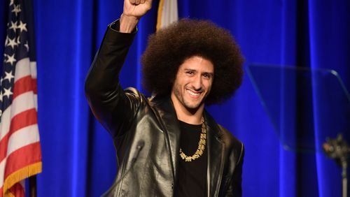 Honoree Colin Kaepernick speaks onstage at ACLU SoCal Hosts Annual Bill of Rights Dinner at the Beverly Wilshire Four Seasons Hotel on December 3, 2017 in Beverly Hills, California. (Photo by Matt Winkelmeyer/Getty Images)