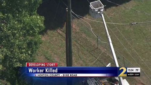 The man was working on a line when he was electrocuted and fell.