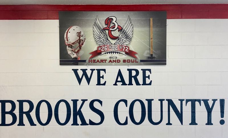 A mural memorializes The BC III in the office of Brooks County Trojans coach Maurice Freeman. (Photo courtesy of Maurice Freeman)