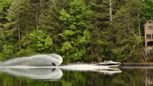 A water skier on Lake Rabun. Georgia Power is reminding lease-holders along that lake and others that they are not supposed to rent out their properties. (Photo by Lynn Scarborough)
