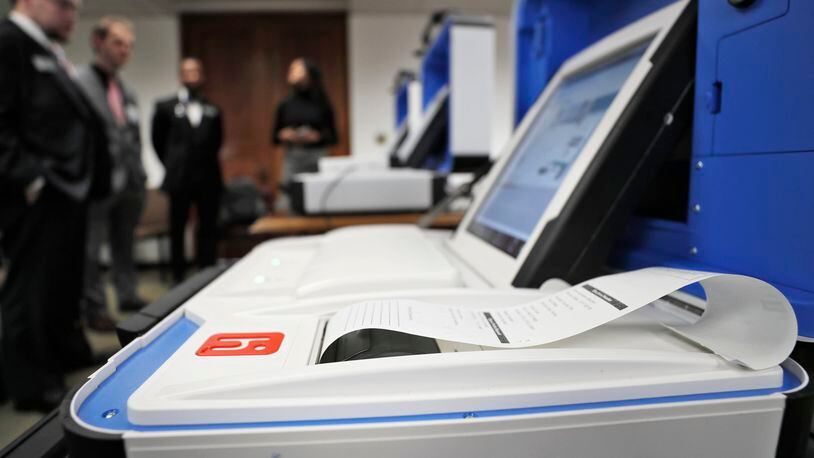 Hart InterCivic provided a demonstration of its voting machines at the Georgia Capitol on Jan. 15, 2019. Bob Andres / bandres@ajc.com