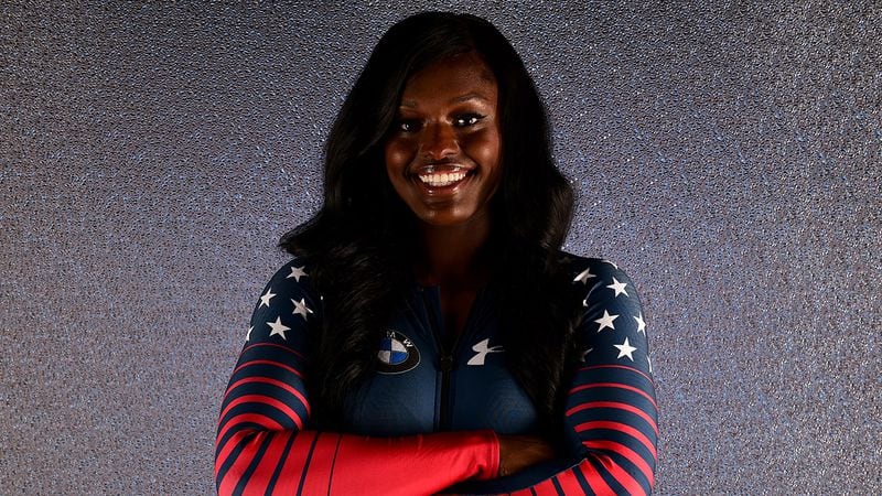 WEST HOLLYWOOD, CA - APRIL 27:  Bobsledder Aja Evans poses for a portrait during the Team USA PyeongChang 2018 Winter Olympics portraits on April 27, 2017 in West Hollywood, California.  (Photo by Harry How/Getty Images)
