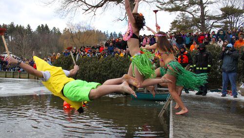 The Polar Plunge in Chetola Lake is a highlight of Blowing Rock WinterFest in North Carolina. CONTRIBUTED BY BLOWING ROCK WINTERFEST