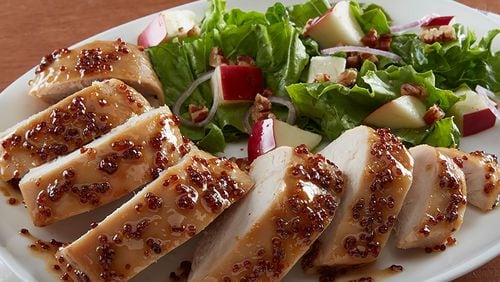 Saturday’s Brown Sugar and Mustard Chicken Breasts take only about five minutes to prepare. Contributed by Perdue