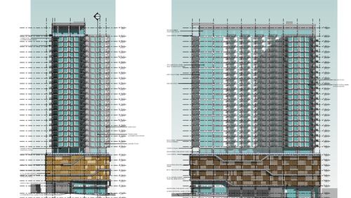 This is a building schematic for a proposed 30-story project to replace the former Houston's restaurant site off Lenox Road.