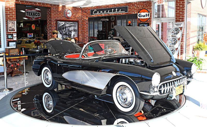 This 1968 Corvette revolves on the Lazy Susan in the former showroom's window. Greg and Dee Wyatt have opened a Corvette Museum in Summerville, Ga.