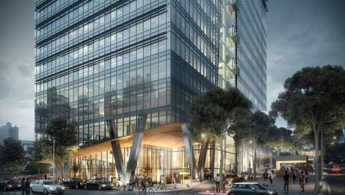 A rendering of a planned multi-tower mixed-use development in Midtown Atlanta. The real estate arm of MetLife and partners on Wednesday unveiled renderings for the first phase of a project at 17th and Spring streets that will include offices, retail, a hotel and apartments. SPECIAL