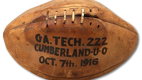 A Georgia Tech alumnus and Atlanta resident won the bidding for what is believed to be the game ball from Tech’s historic 222-0 win over Cumberland in 1916 and plans to donate it to the school.