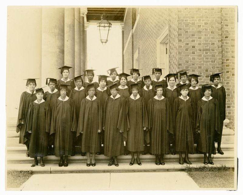 Spike Lee’s grandmother, Zimmie Jackson, is the second from the left in the front row in this 1929 Spelman College graduation photo. CONTRIBUTED BY SPELMAN COLLEGE ARCHIVES