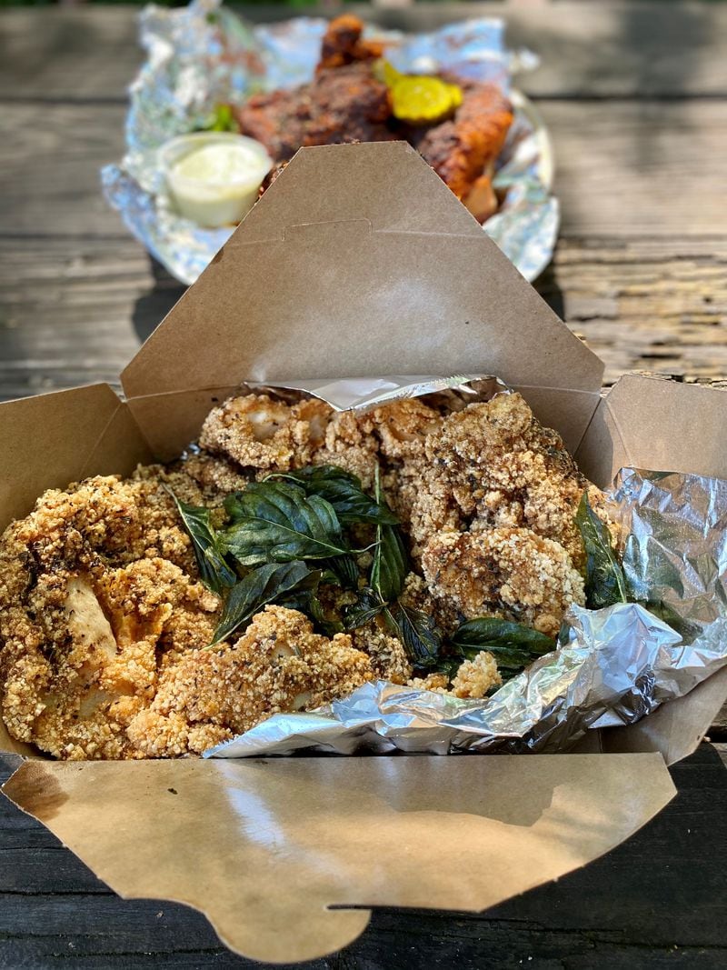 Java Saga Coffee’s BFC — a butterflied chicken breast cooked the classic Taiwanese way — is a terrific value for $9. Wendell Brock for The Atlanta Journal-Constitution