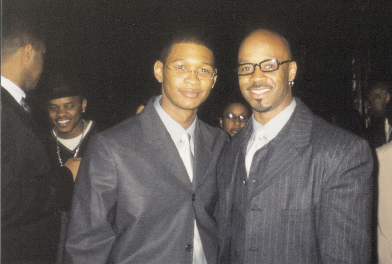 LaFace Records graphic designer DL Warfield and Usher attend a LaFace Records party in 1997.
(Courtesy of DL Warfield)