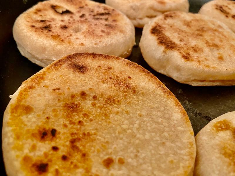When properly baked, tigelle will have the same nook and cranny crumb of an English muffin. 
Courtesy of Nicole Lewis