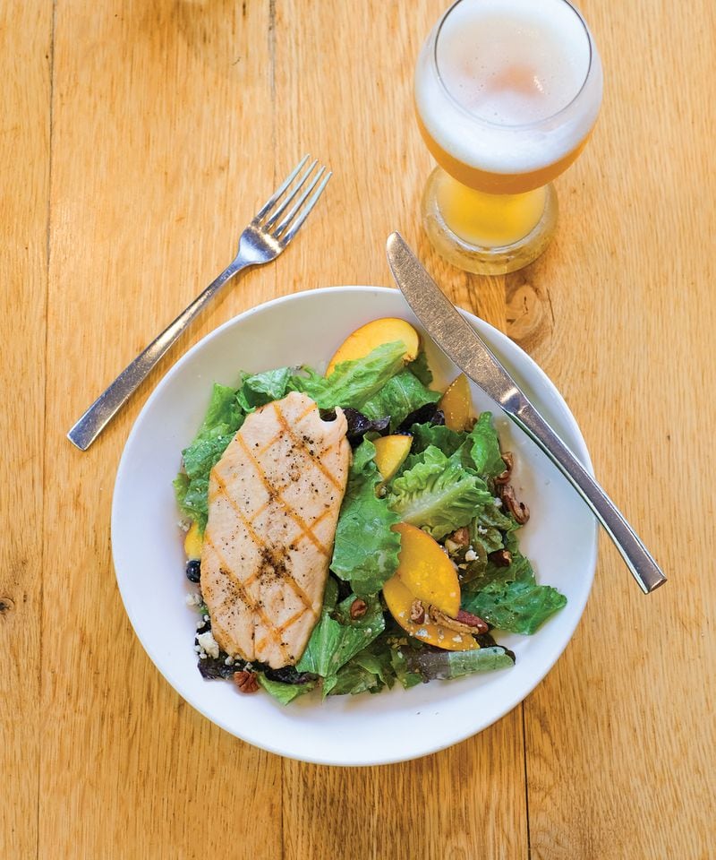 Spring Greens Salad with Lemon IPA Vinaigrette and Grilled Trout. This recipe from Sierra Nevada Brewing in Mills River, N.C., is in “The Craft Brewery Cookbook: Recipes To Pair With Your Favorite Beers” (Princeton Architectural Press, $29.95). (Courtesy of Jon Page)