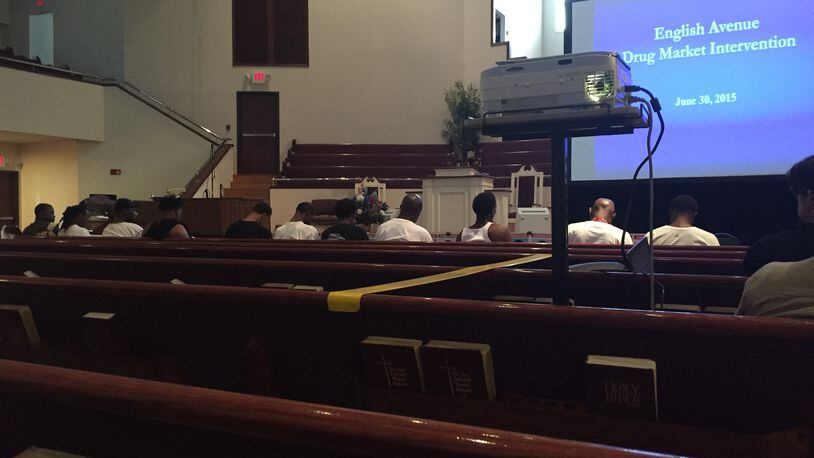 Fourteen suspects in drug dealing cases attend a meeting at Lindsay Street Baptist Church June 30, 2015 where they received one last chance to change.