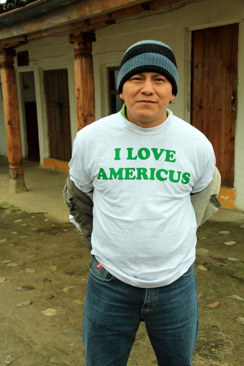  Miguel Tzoy of the Asociacion Chajulense in Chajul, Guatemala, shows off his "I love Americus" t shirt after having spent a summer visiting Americus./ Scott Umstattd.