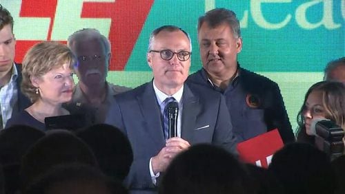 <p>Casey Cagle on primary night</p> <p>Channel 2&#39;s Richard Belcher with Clay Tippins</p>
