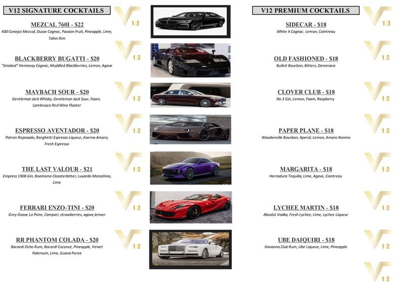 V12 menus