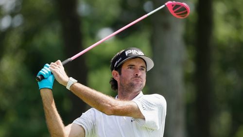 Bubba Watson of the United States plays his shot from the fourth tee during round three of The Northern Trust on Saturday.  (Photo by Jamie Squire/Getty Images)