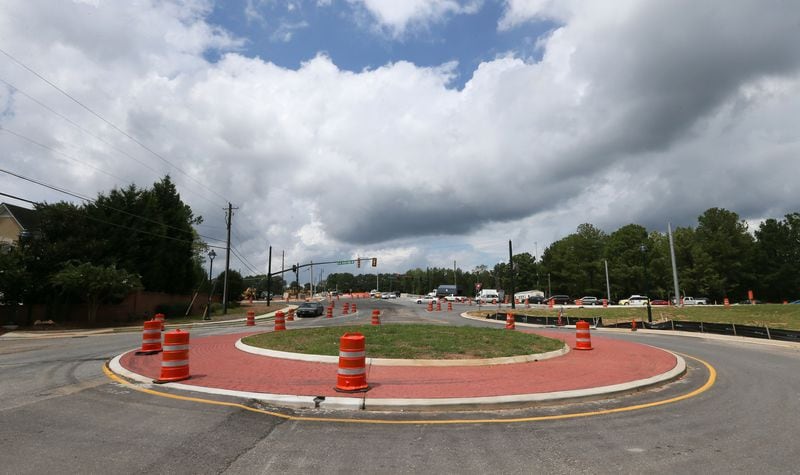 August 19, 2015 - A roundabout under construction at the intersection with Northridge Road and Somerset Court in Sandy Springs. BOB ANDRES / BANDRES@AJC.COM