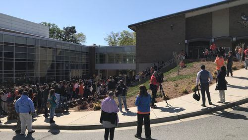 Students at Lakeside High School  in DeKalb County gather Friday, April 20, for a series of events at the school in memory of the Columbine and other school shootings.