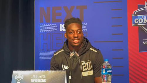 Woods is at the NFL scouting combine in preparation for the draft.