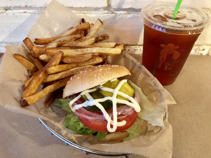 Get a chicken burger, fries and an iced tea as part of Farm Burger's Furlough Fridays.