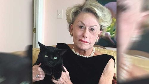 Susan Tucker and her beloved feline companion Diego. Tucker, a successful businesswoman, had leading roles in Atlanta arts, culture and philanthropy for decades.