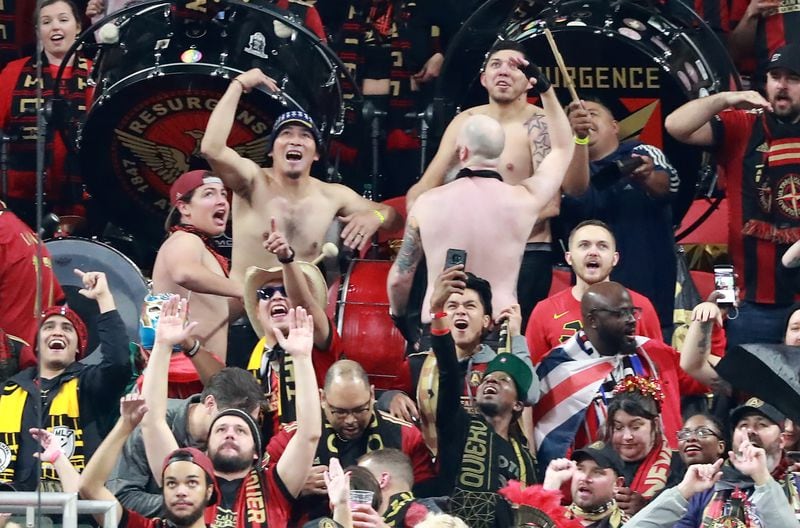 Dec 8, 2018 Atlanta: Atlanta United fans get fired up as their team takes the field preparing to play the Portland Timbers for the MLS CUP on Saturday, Dec 8, 2018, in Atlanta.   Curtis Compton/ccompton@ajc.com