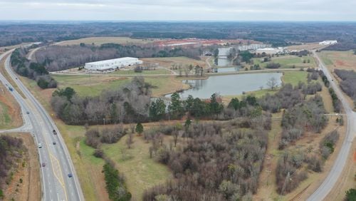 An aerial view of eco-friendly industrial park The Lakes at Green Valley in Spalding County. SPECIAL to the AJC from the Griffin-Spalding Development Authority