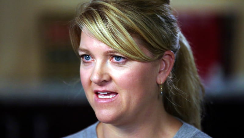 Nurse Alex Wubbels speaks during an interview, Friday, Sept. 1, 2017, in Salt Lake City. Wubbels followed hospital policy and advice from her bosses when she told Salt Lake City police Detective Jeff Payne that he could not get a blood sample without a warrant or consent from the patient, according to her attorney. The police department is making changes after Payne dragged a screaming Wubbels out of the hospital in handcuffs when she refused to allow blood to be drawn from the unconscious patient. (AP Photo/Rick Bowmer)