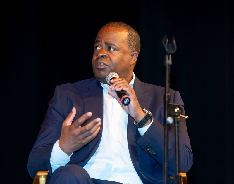 Former Atlanta Mayor Kasim Reed talks during a panel discussion after the local premiere of “One Child Left Behind: The Untold Atlanta Cheating Scandal.” The film was screened at the BronzeLens Film Festival at the Southwest Arts Center in Atlanta on Sunday, August 25, 2019. (Photo: STEVE SCHAEFER / SPECIAL TO THE AJC)