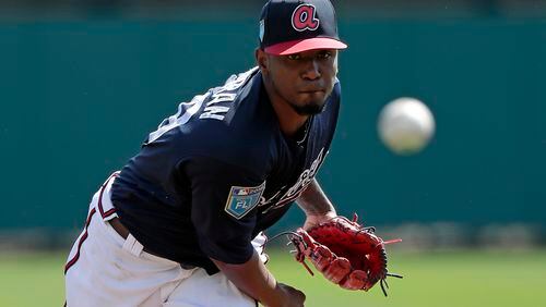 Julio Teheran pitched nine scoreless innings over his first three spring starts before giving up six runs and two hits in five innings Wednesday against the Phillies. (AP file photo/John Raoux)