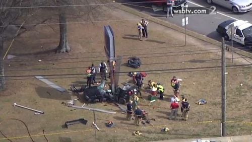 A burglary suspect crashed his car in Roswell on Tuesday afternoon. (Channel 2 Action News)