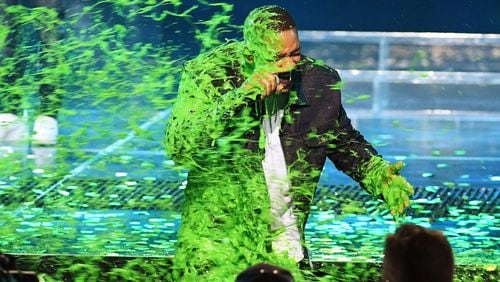 LOS ANGELES, CA - MARCH 23:  Will Smith gets slimed onstage at Nickelodeon's 2019 Kids' Choice Awards at Galen Center on March 23, 2019 in Los Angeles, California.  (Photo by Kevin Winter/Getty Images)