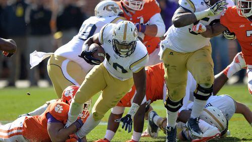 Georgia Tech is in the top 20 of both major polls for the first time since the poll released Oct. 9, 2011, after the Jackets beat N.C. State to improve to 6-0. Tech is No. 17 in the Associated Press poll and No. 16 in the USA Today coaches poll. (HYOSUB SHIN/AJC)