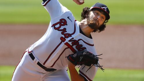 It was max effort for max results for Braves starter Ian Anderson Thursday against Cincinnati. (Curtis Compton / Curtis.Compton@ajc.com)