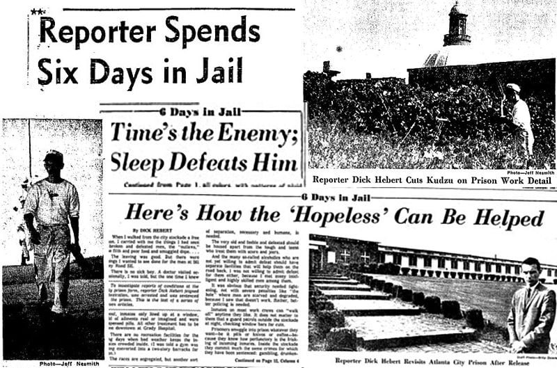 Constitution reporter Dick Hebert's "Six Days in Jail" series, published in Oct. 1965, gave readers a unique view of life at the Atlanta City Prison Farm. Hebert spent just that -- six days -- in the facility so he could write about conditions from the inside. AJC PRINT ARCHIVES
