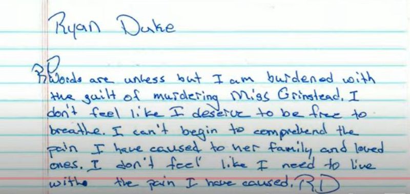 In February 2017, Ryan Duke gave a written confession to the GBI.