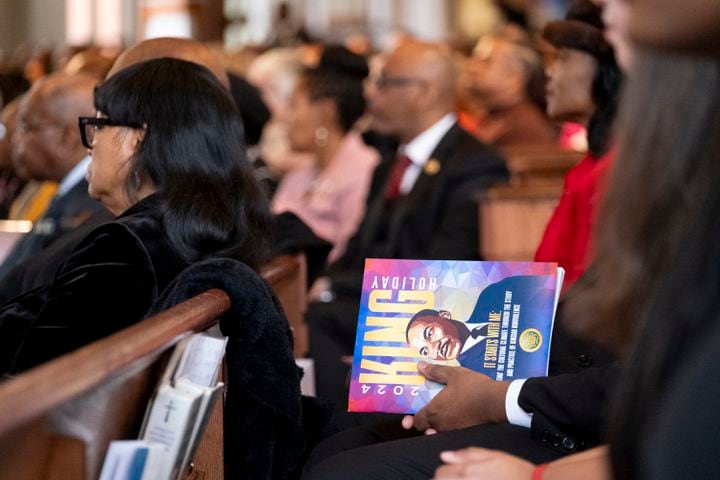 The audience at the Dr. Martin Luther King Jr. Day program at Ebenezer Baptist Church in Atlanta on Monday, Jan. 15, 2024.  (Ben Gray / Ben@BenGray.com)