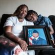 Chantimekki Fortson and daughter Harmoni Fortson sits for a portrait in Atlanta, on May 16, 2024. Fortson was killed by a Florida sheriff deputy on May 3 after answering his door while holding a gun. (Photo by Michael A. McCoy)