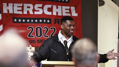 Republican U.S. Senate candidate Herschel Walker continued his campaign tour through North Georgia on Wednesday, including a stop in Cleveland. (Natrice Miller/natrice.miller@ajc.com)