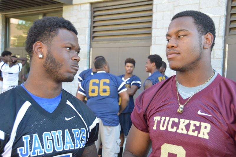 Stephenson High School's Chauncey Rivers (left) flipped from South Carolina to UGA, while Tucker's Jonathan Ledbetter switched from Alabama to UGA. )Michael Carvell/mcarvell@ajc.com)
