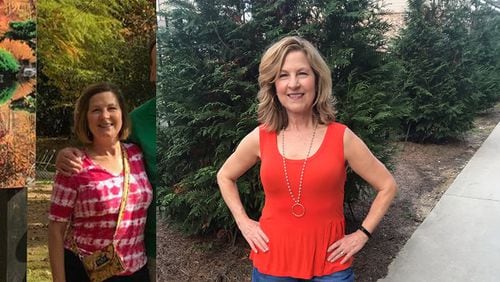 In the photo on the left, taken in November 2017, Cathy Canfield weighed 140 pounds. In the photo on the right, taken this month, she weighed 125 pounds. (Photos contributed by Cathy Canfield).