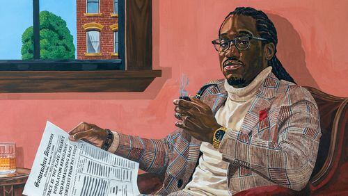 A detail from Antonio Scott Nichols' painting "Rememory" (2023) in oil on canvas.
(Courtesy of UTA Artist Space)